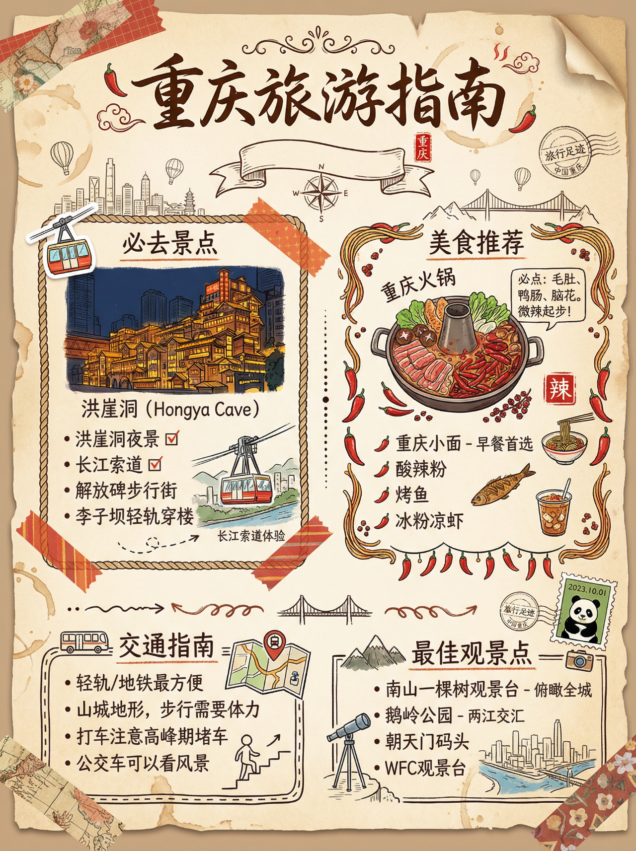 重庆旅游指南手账 效果展示