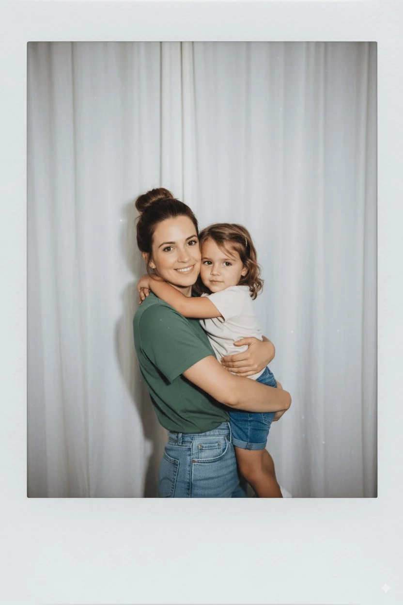 白窗帘背景下的拍立得拥抱场景 效果展示