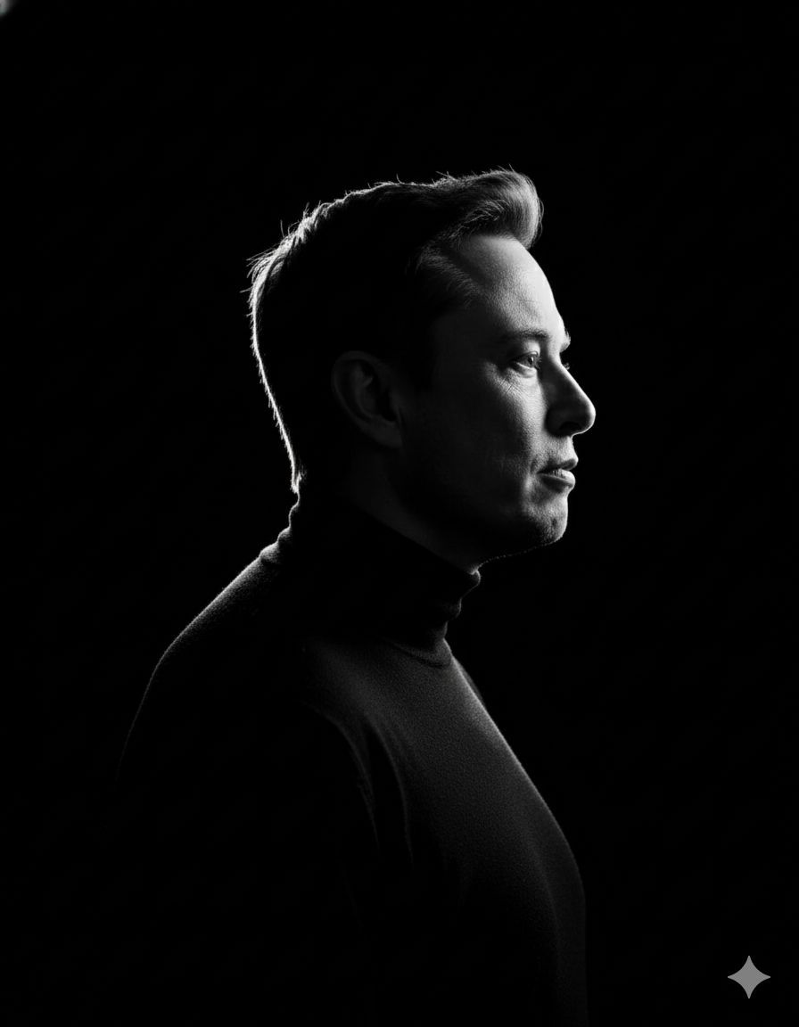 高对比度黑白侧面肖像 效果展示