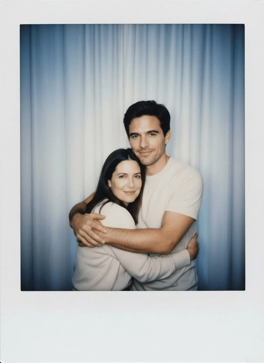 窗帘背景下的拍立得风格快照 效果展示