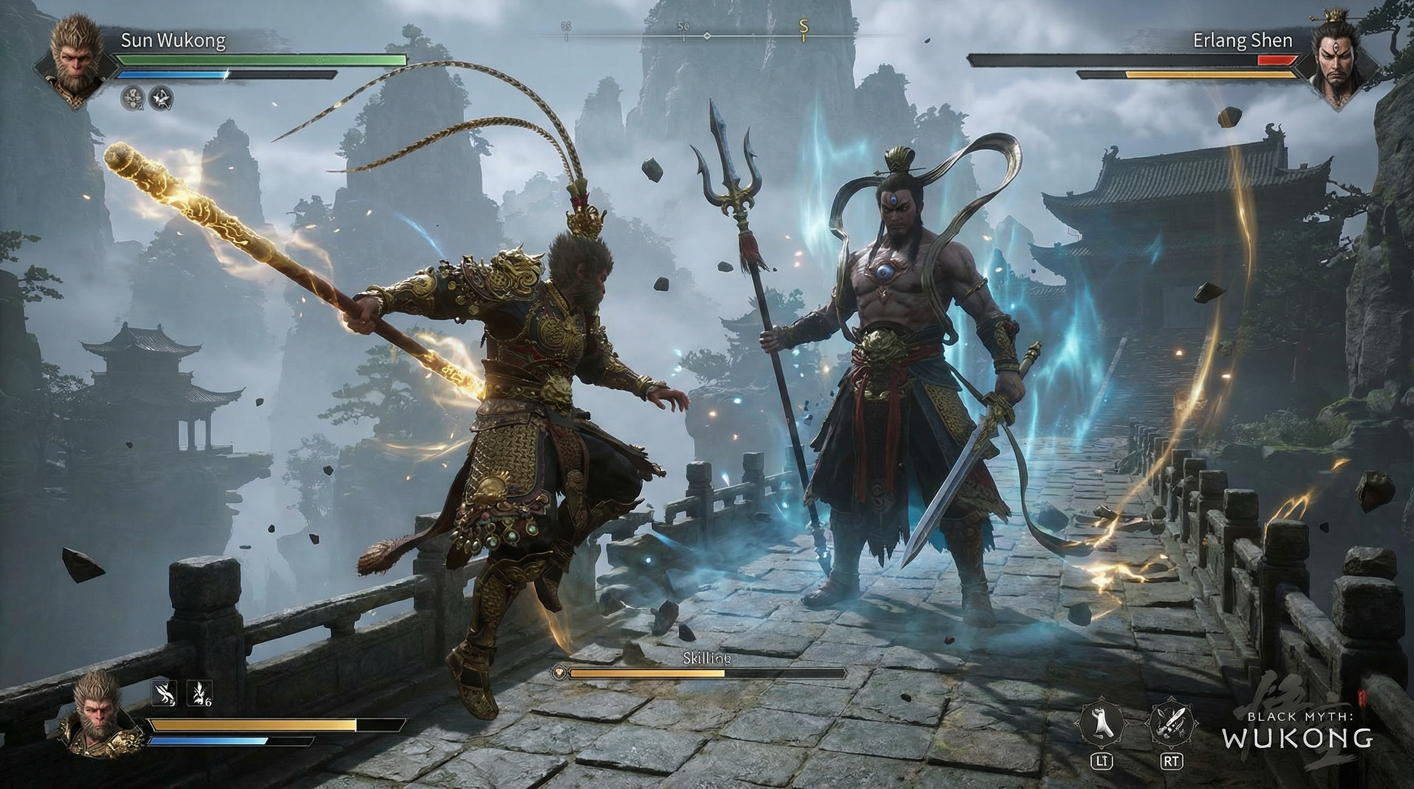 激战中的天命人和二郎神 效果展示