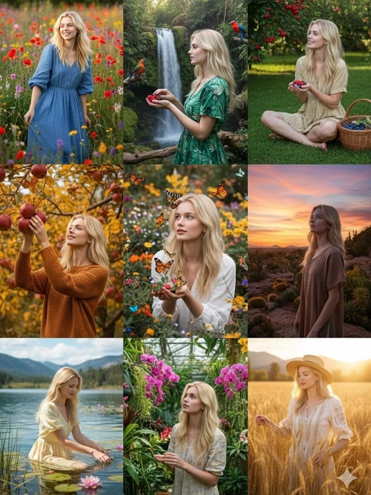 自然环境中的九张半身像 效果展示