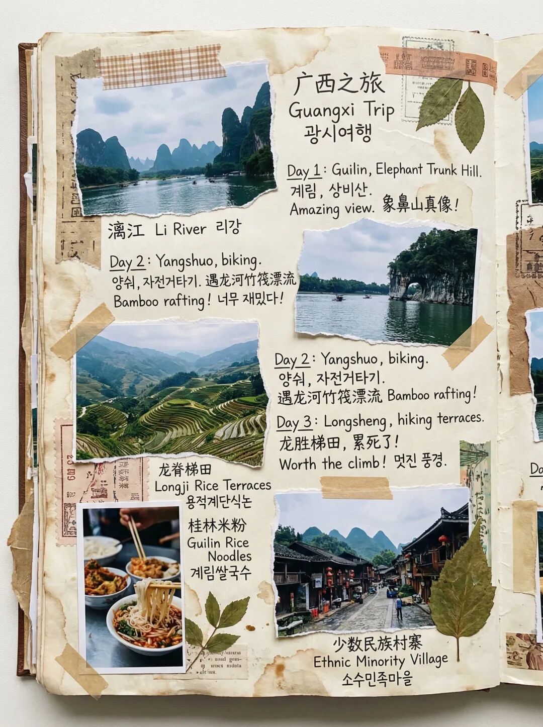 广西旅游手帐拼贴 效果展示