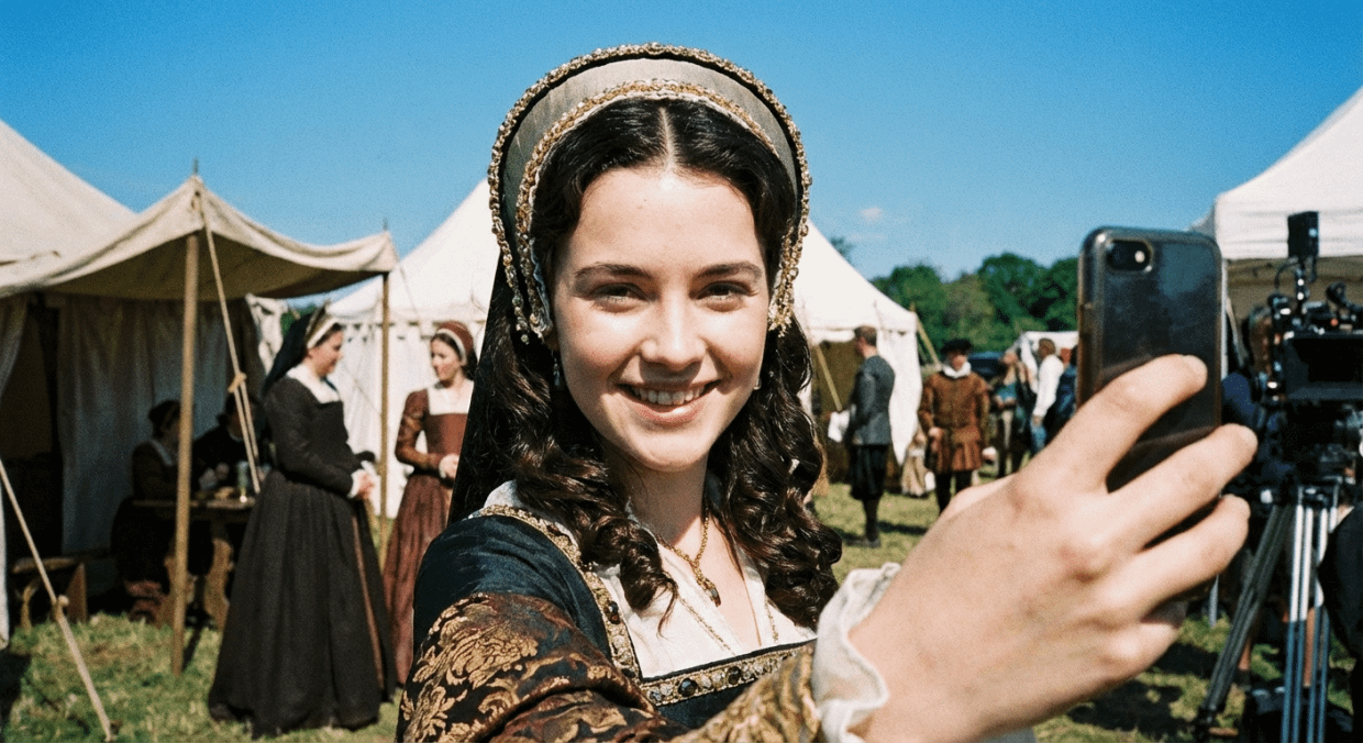 安妮·博林扮演者的 iPhone 自拍 效果展示