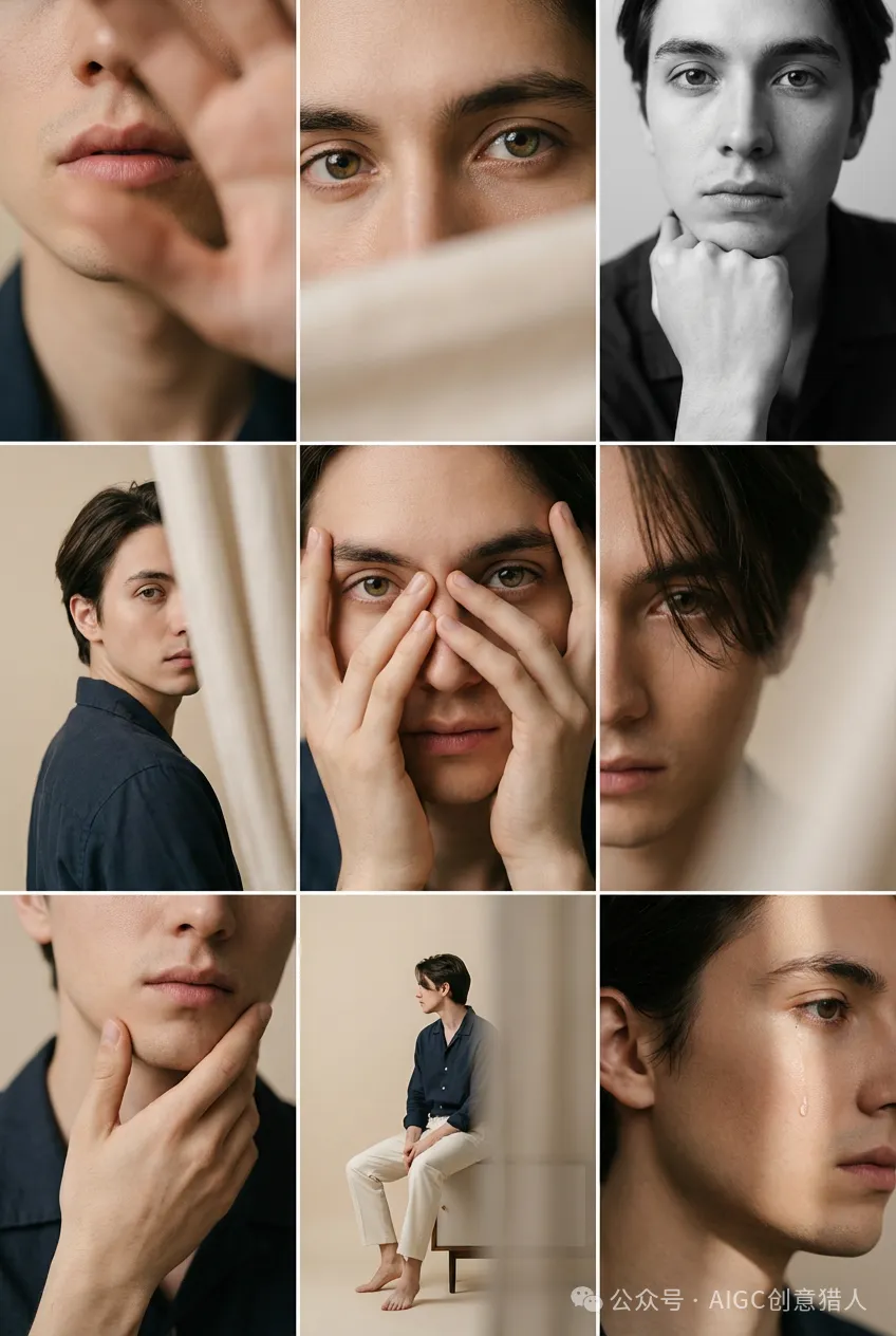 米色工作室中的极简主义肖像系列 效果展示