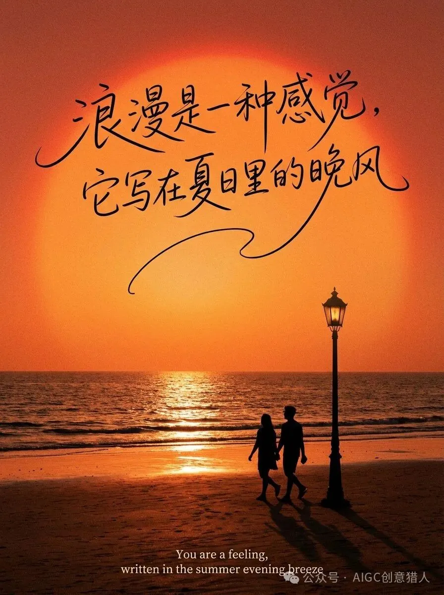 夏日傍晚的浪漫海边情感海报 效果展示