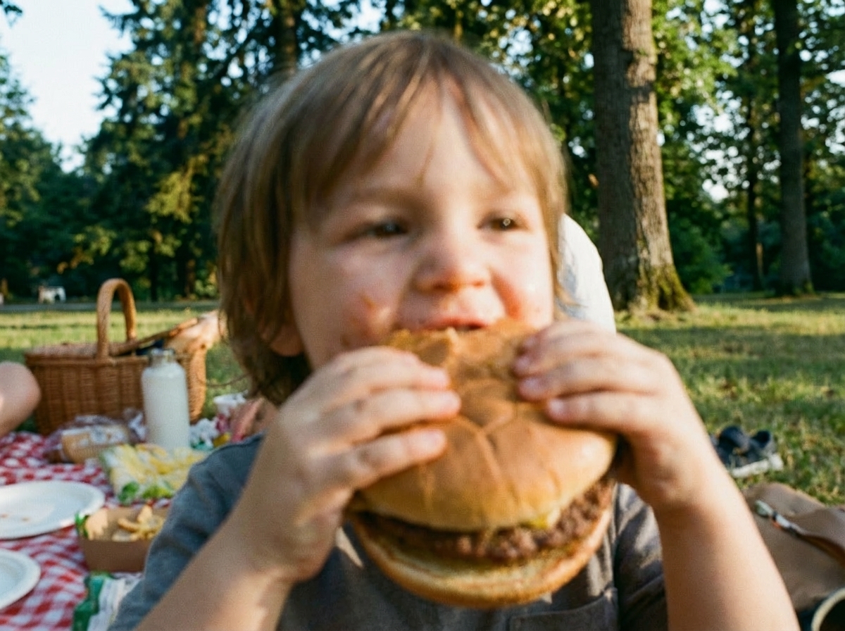 白色背景上的极简食物字母 Logo 效果展示